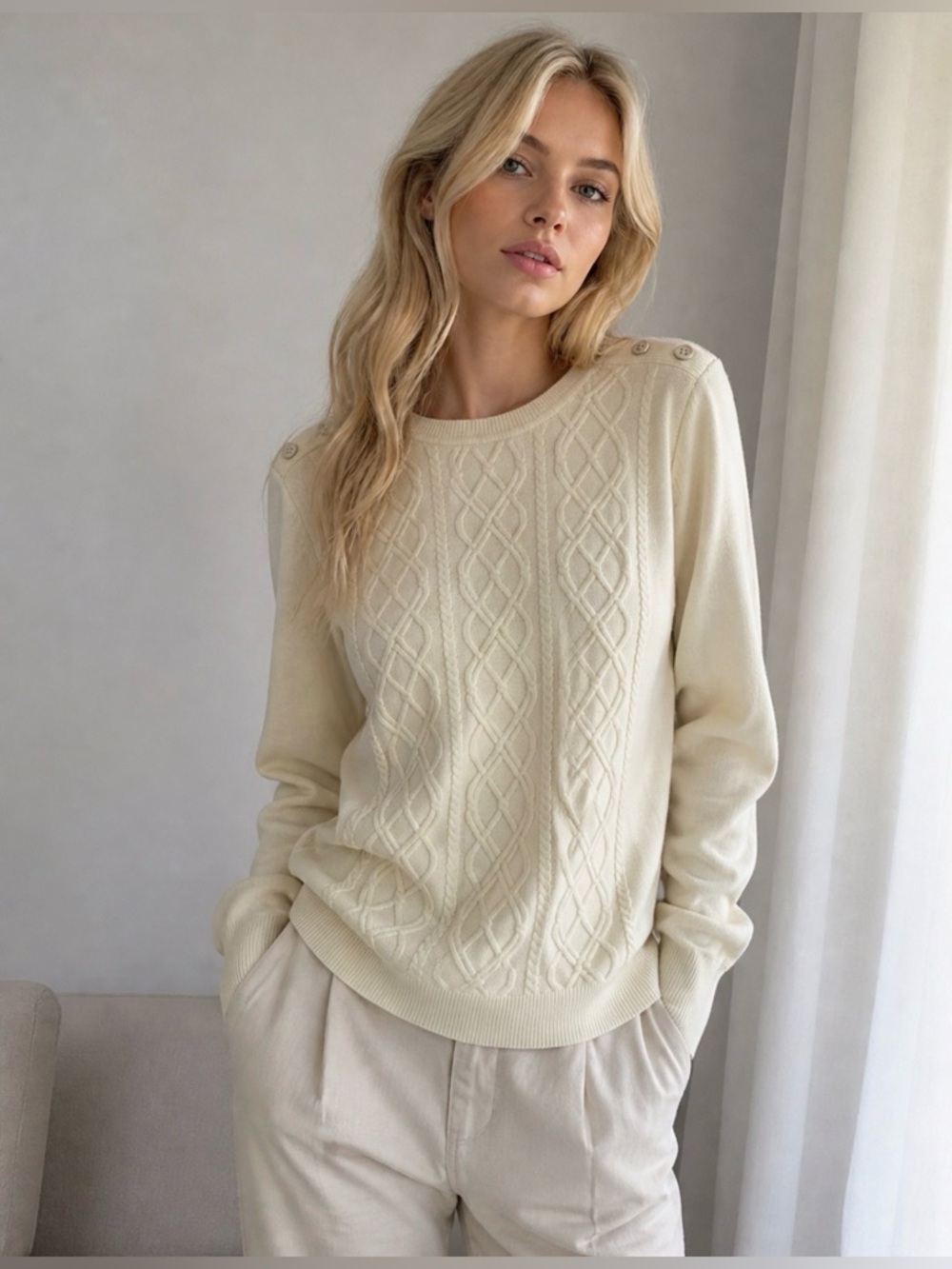 Talbots NWT Women’s Lambswool blend Cable Knit Sweater Pullover Warm Size LP
